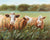 Cow oil painting showing three cows