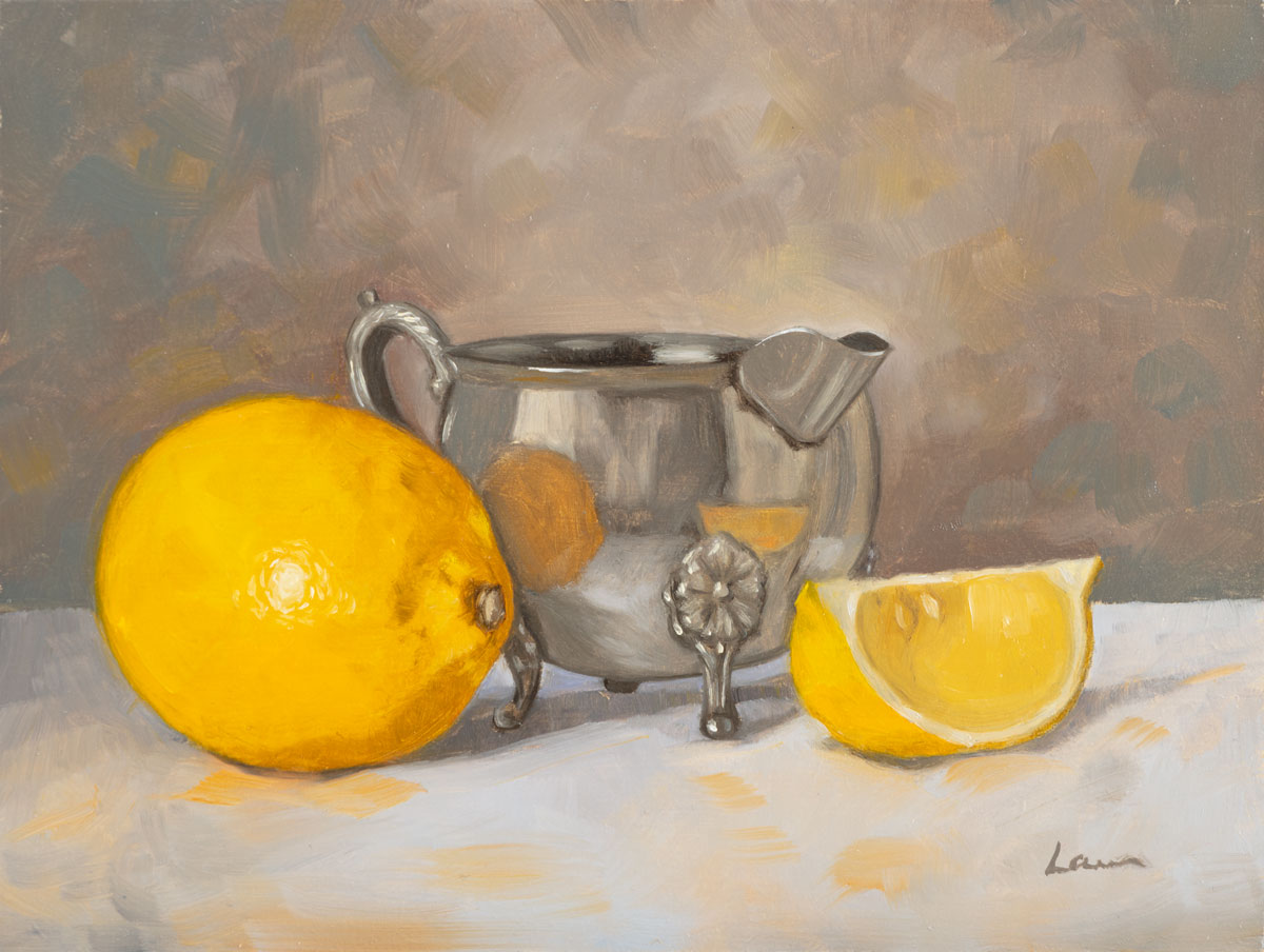 Lemons with silver jug