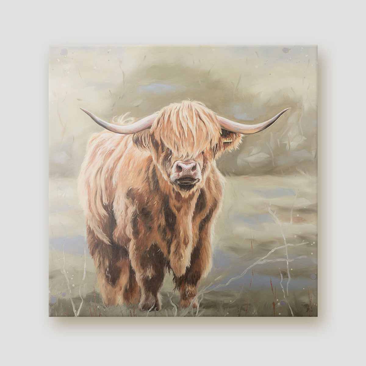 Bonnie Highland cow canvas