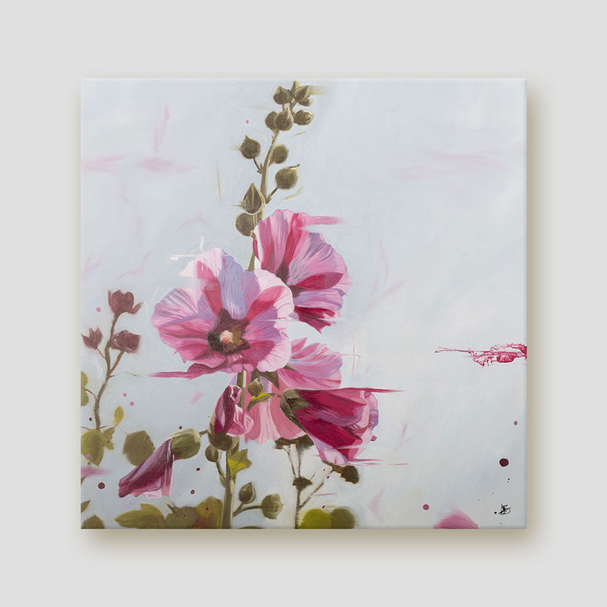 Reach for the sky hollyhocks canvas art
