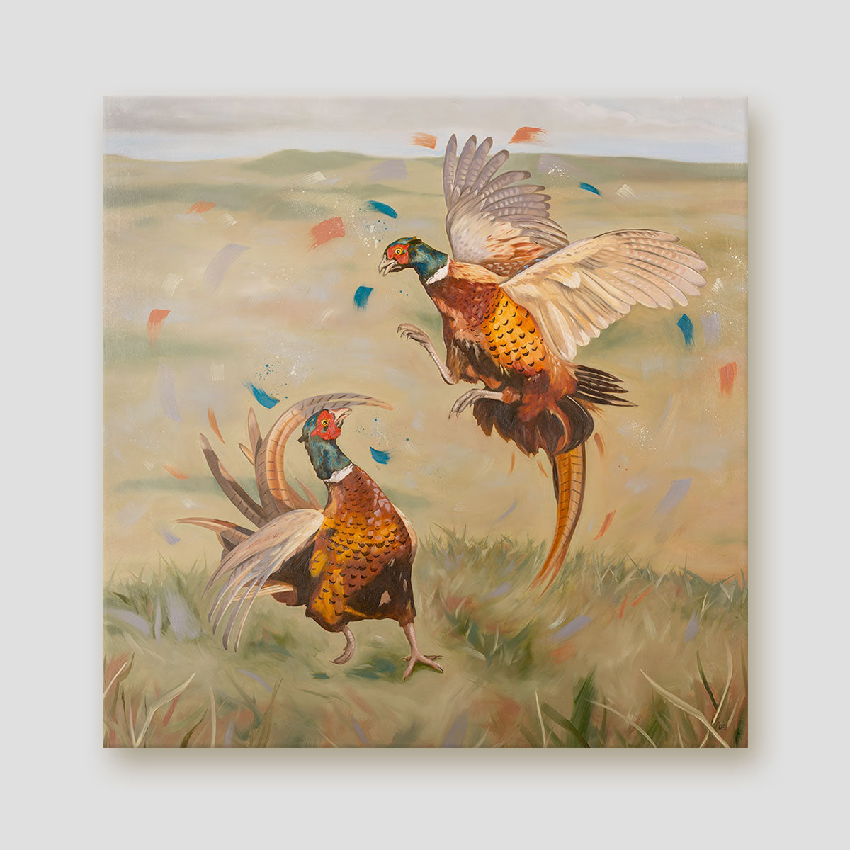 The Rivals - Fighting Pheasants canvas